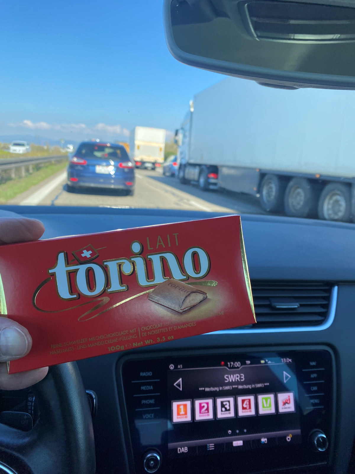 torino schokolade im autobahn stau