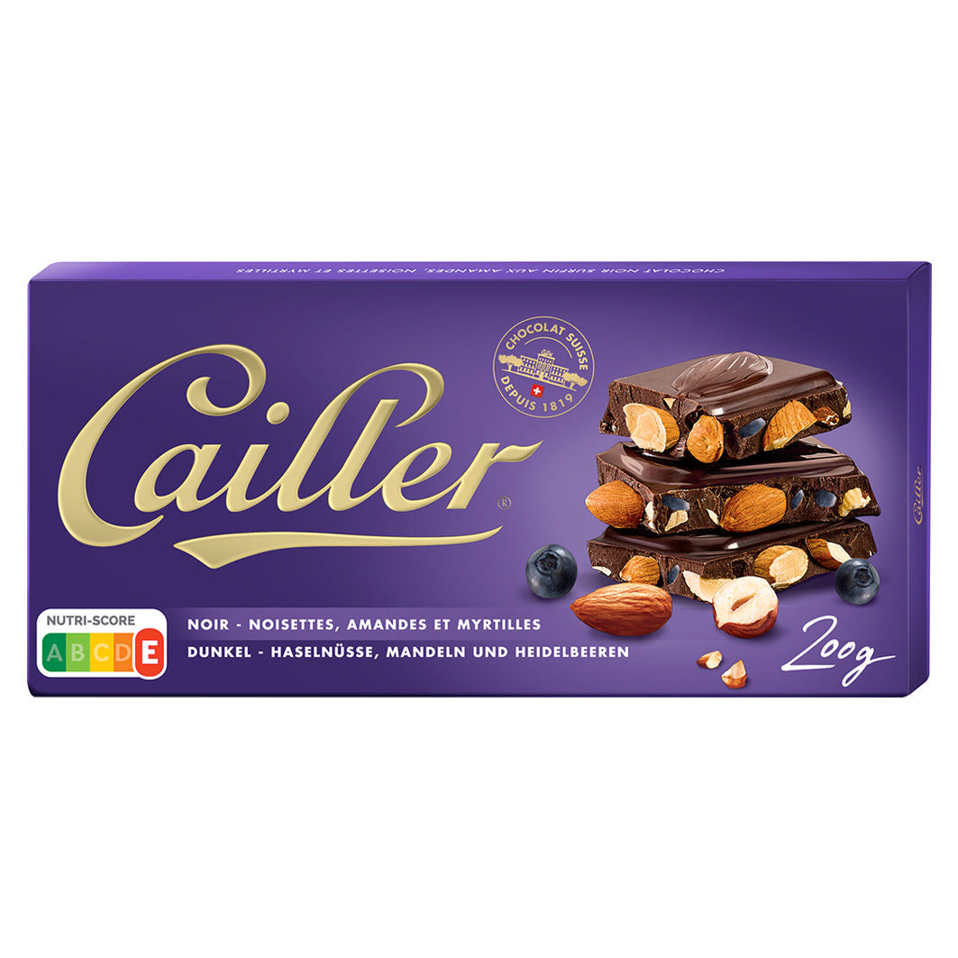 Cailler Dunkel Haselnüsse Mandeln und Heidelbeeren 200g