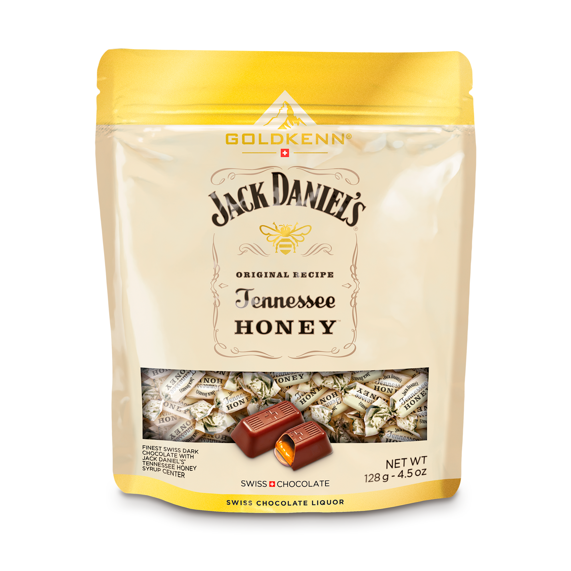 12x Goldkenn Jack Daniels Tennessey Whiskey Honey Delights 128g - Alkohol-Schokolade - Export nur an B2B Kunden