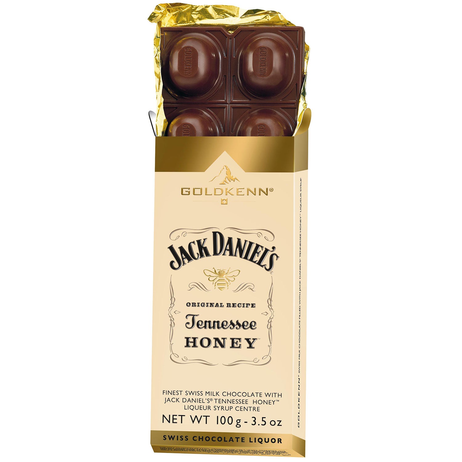 10x Goldkenn Jack Daniels Tennessey Whiskey Honey 100g - Alkohol-Schokolade - Export nur an B2B Kunden