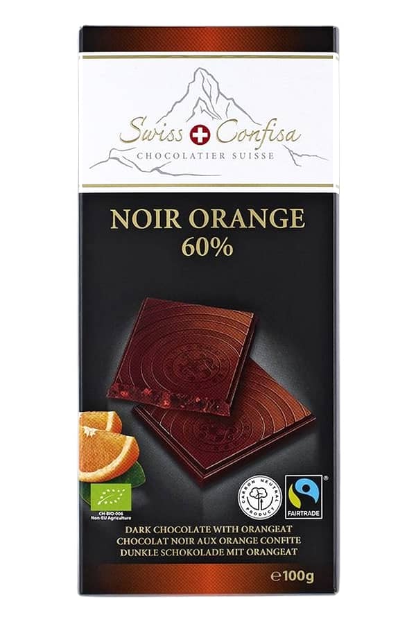 Swiss Confisa Fondente 60% Arancia 100g